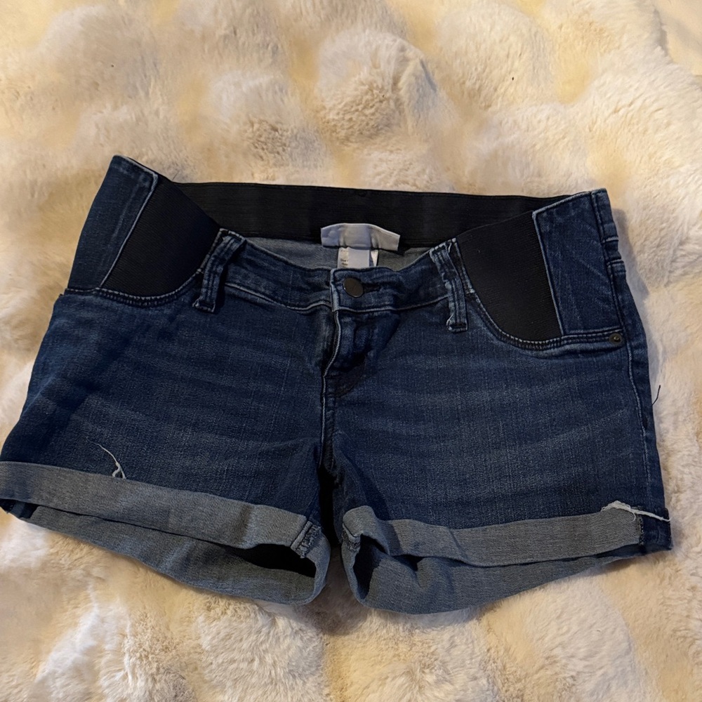 Maternity Dark Blue Denim Shorts